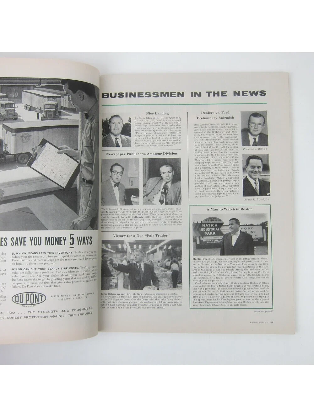 Vintage FORTUNE Magazine August 1956 Cadillac Caprolan Standard Johnnie Walker